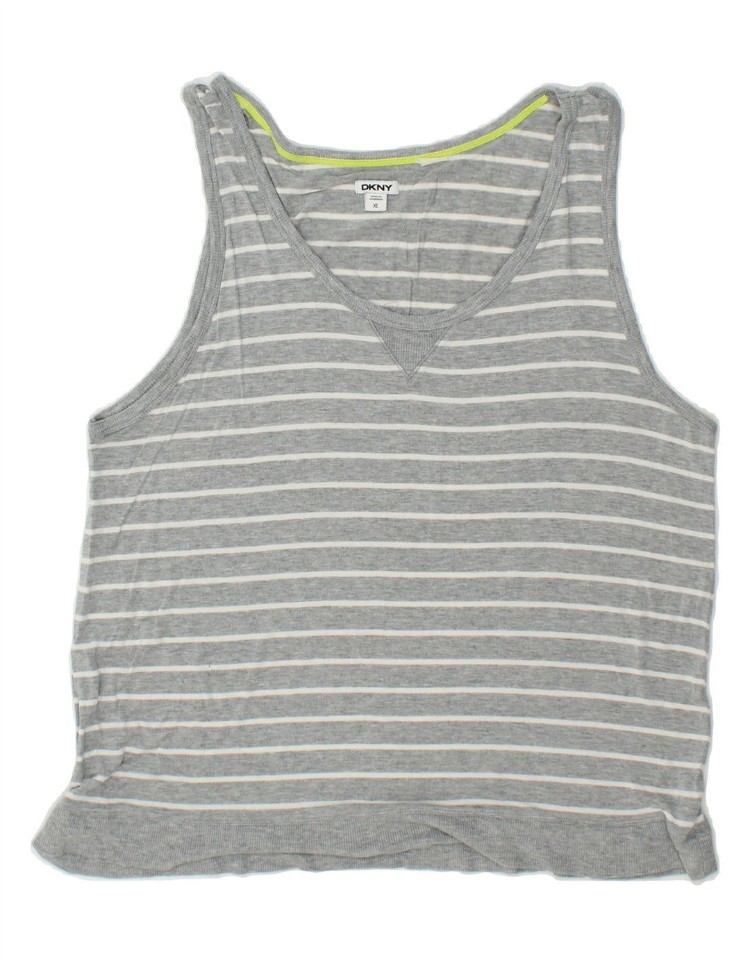 DKNY Womens Vest Top UK 18 XL Grey Striped Vintage Dkny and Second-Hand Dkny from Messina Hembry 