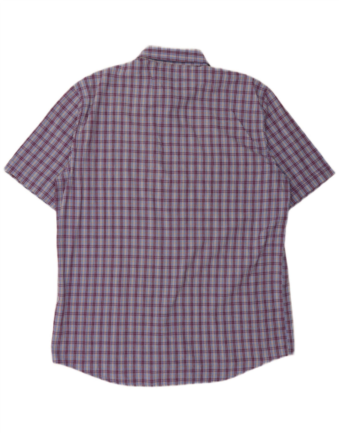 Crown Mens Short Sleeve Shirt Large Blue Check Cotton