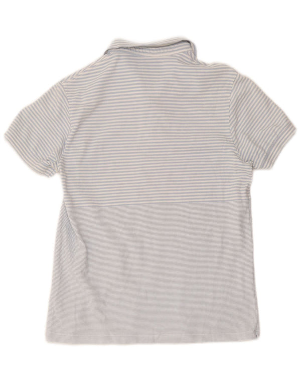 French Connection Mens Slim Polo Shirt Large Blue Striped Cotton