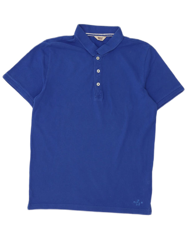 Rifle Mens Polo Shirt Medium Blue Cotton