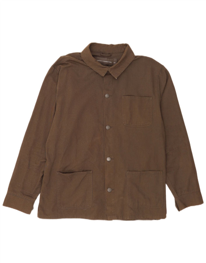French Connection Mens Overshirt Shirt 2XL Khaki Cotton