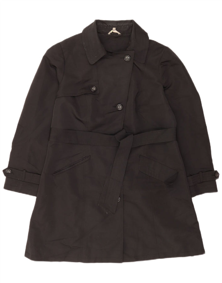 Marks & Spencer Womens Trench Coat UK 16 Large Black Polyester