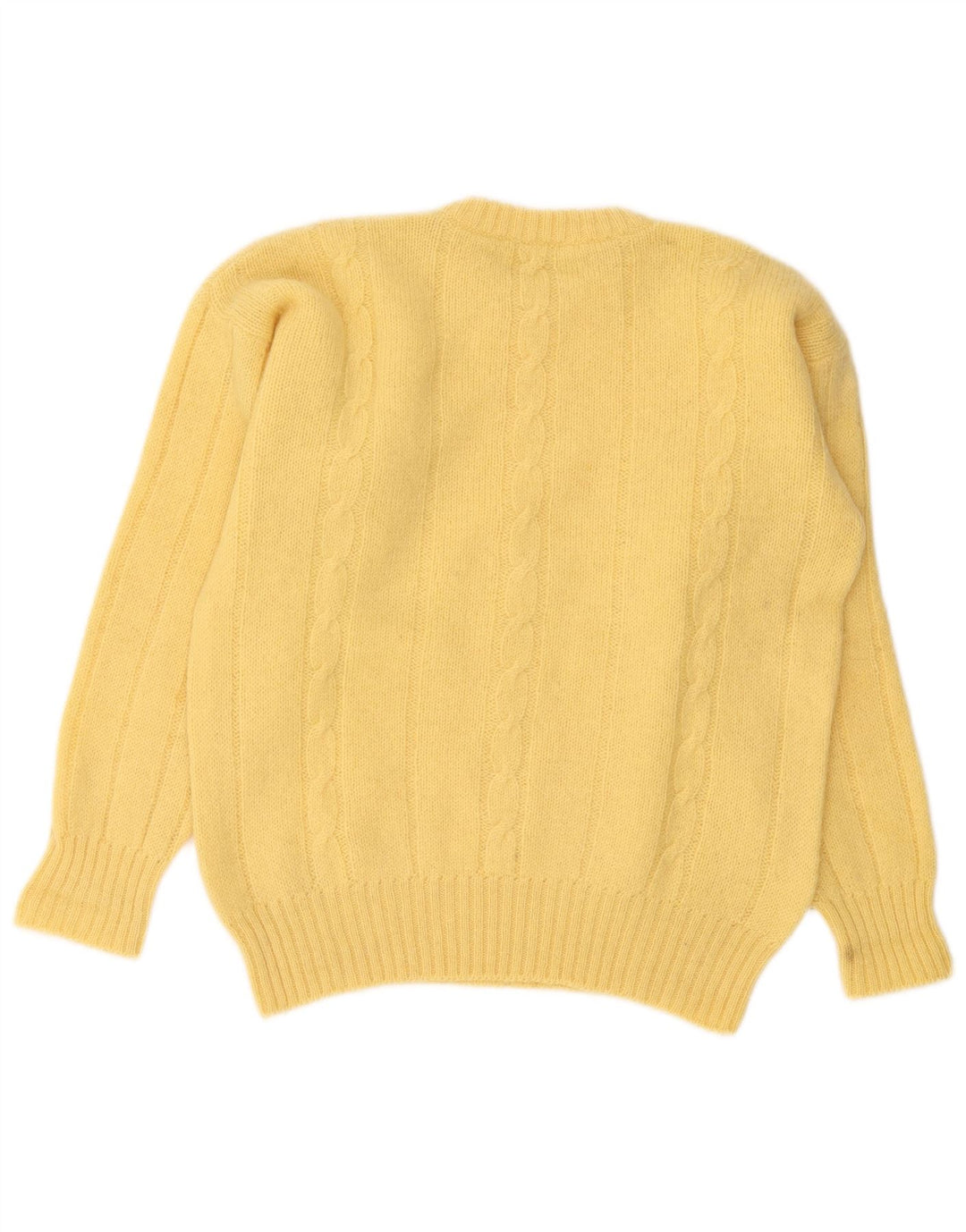 Vintage Mens Crew Neck Jumper Sweater Medium Yellow