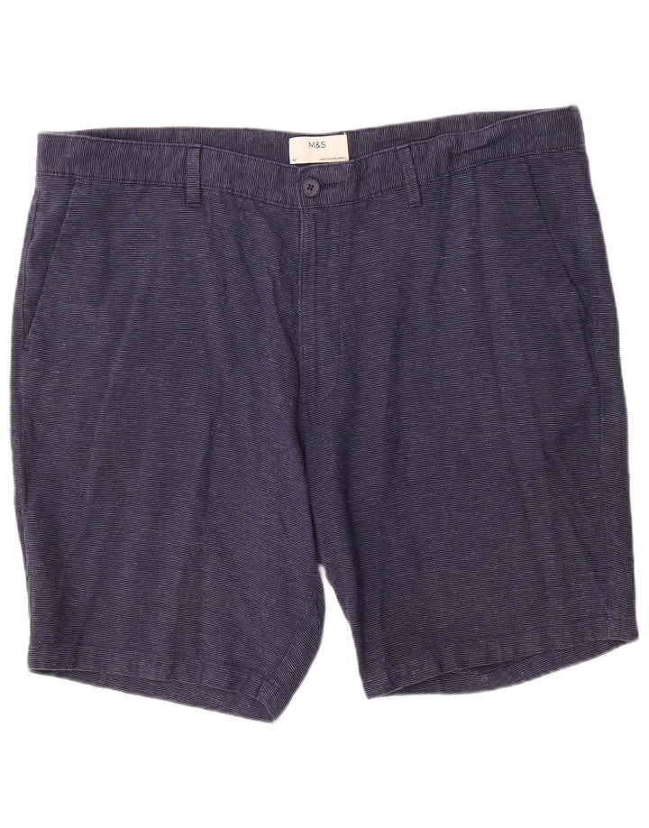 Marks & Spencer Mens Chino Shorts W42 2XL Blue Linen