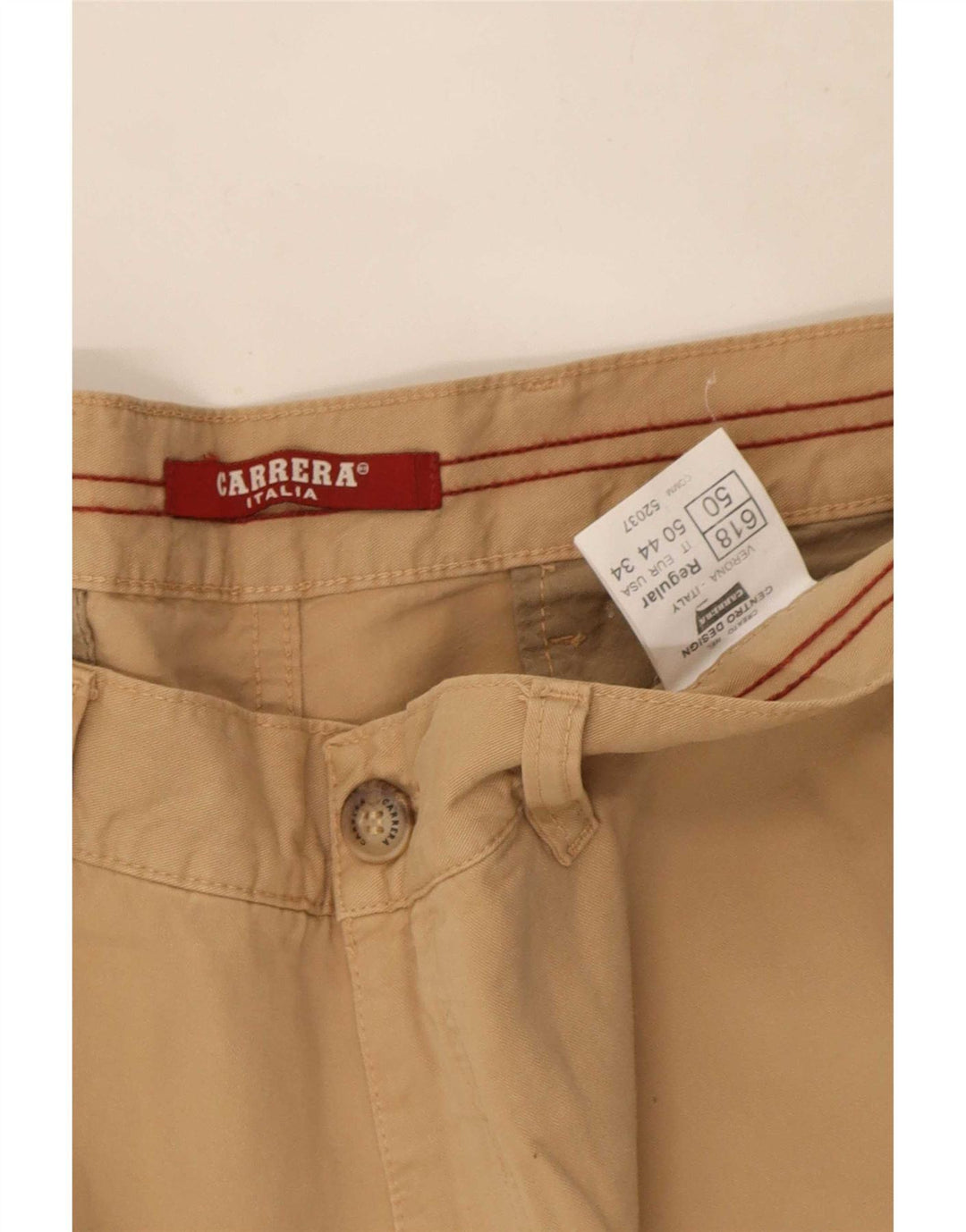 Carrera Mens 618 Cargo Shorts W34 Large Beige Cotton