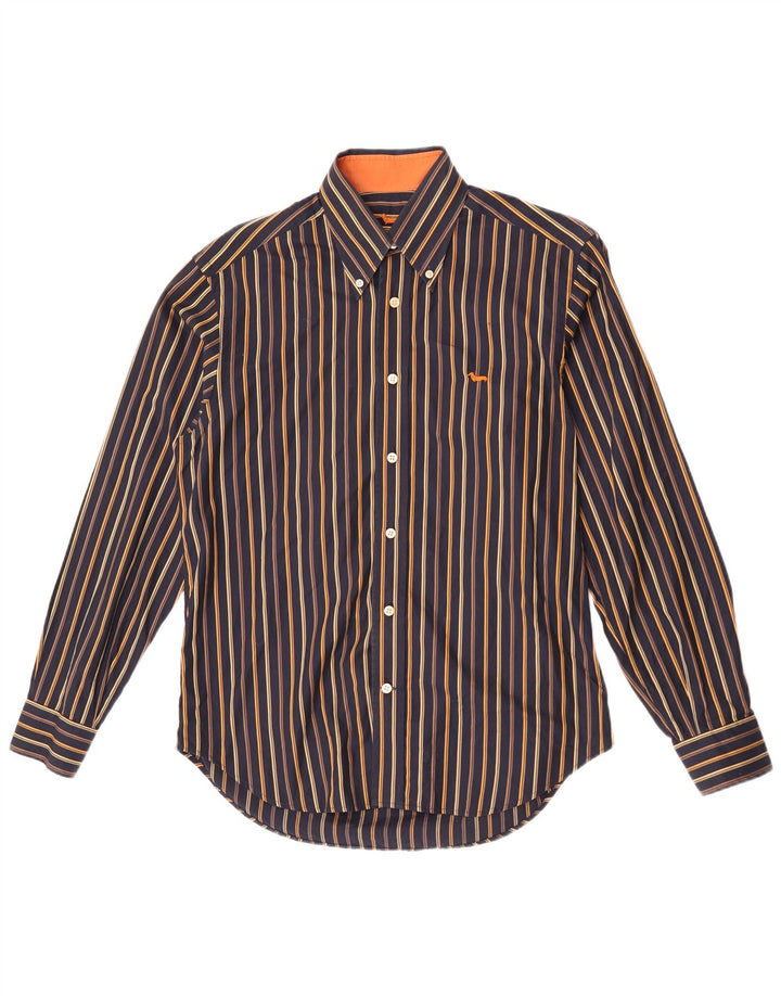 Harmont & Blaine Mens Shirt Medium Navy Blue Striped Cotton