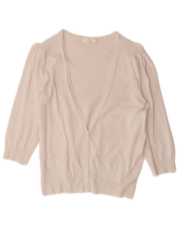 Marks & Spencer Womens 3/4 Sleeve Cardigan Sweater UK 14 Medium Off White