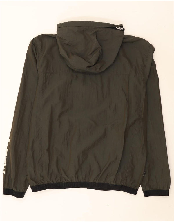 KHUJO Mens Graphic kapucnis esőkabát UK 42 XL Khaki Colourblock poliészter