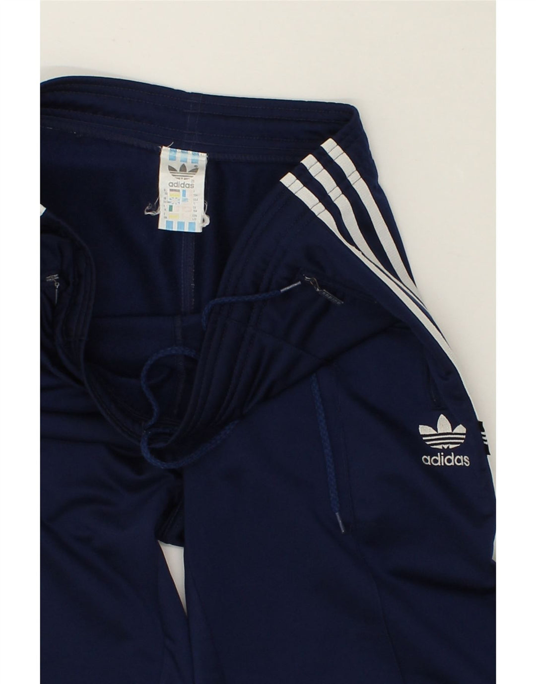 ADIDAS Boys Tracksuit Trousers 13-14 Years Navy Blue Polyester Vintage Adidas and Second-Hand Adidas from Messina Hembry 