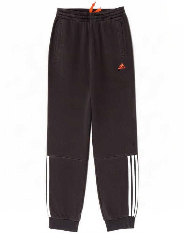 Adidas Boys Tracksuit Trousers Joggers 13-14 Years Black Colourblock Cotton