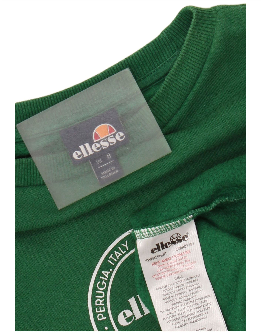 Ellesse Womens Graphic Oversized Sweatshirt Jumper UK 8 Small Green