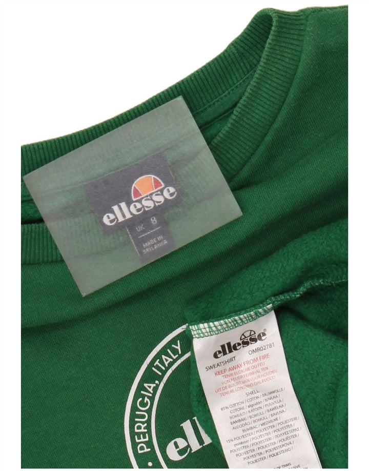 Ellesse Womens Graphic Oversized Sweatshirt Jumper UK 8 Small Green