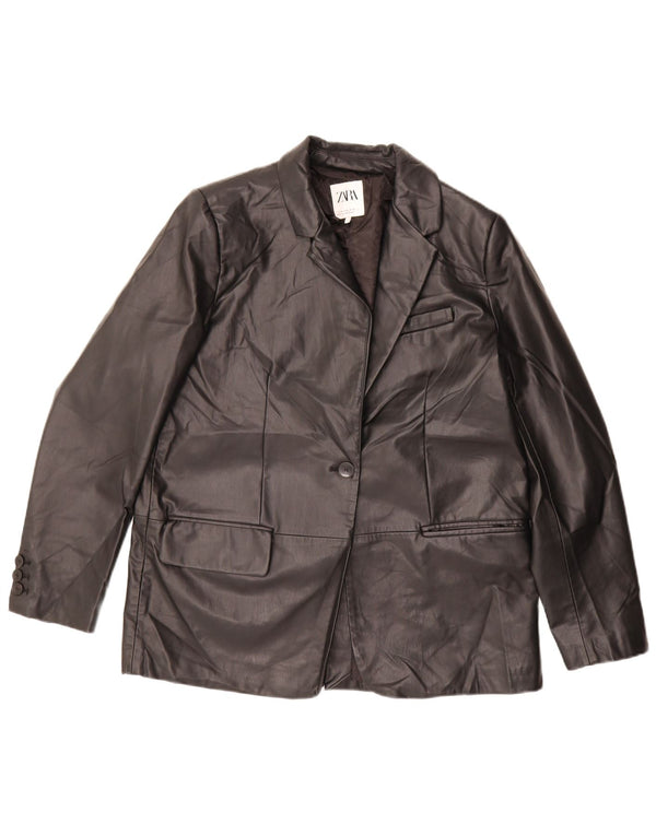 Zara Womens Oversized 1 Button Blazer Jacket UK 14 Medium Black