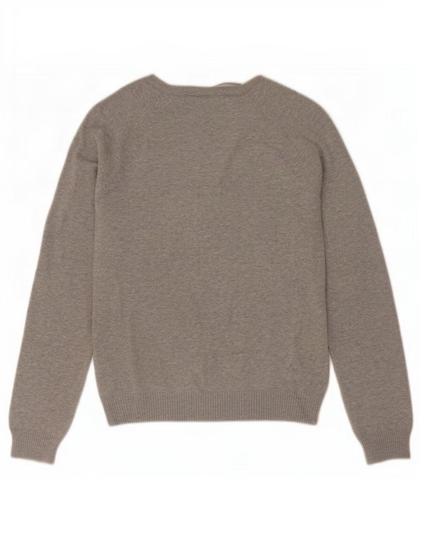 Zara Womens V-Neck Jumper Sweater UK 14 Large Grey Flecked Cotton