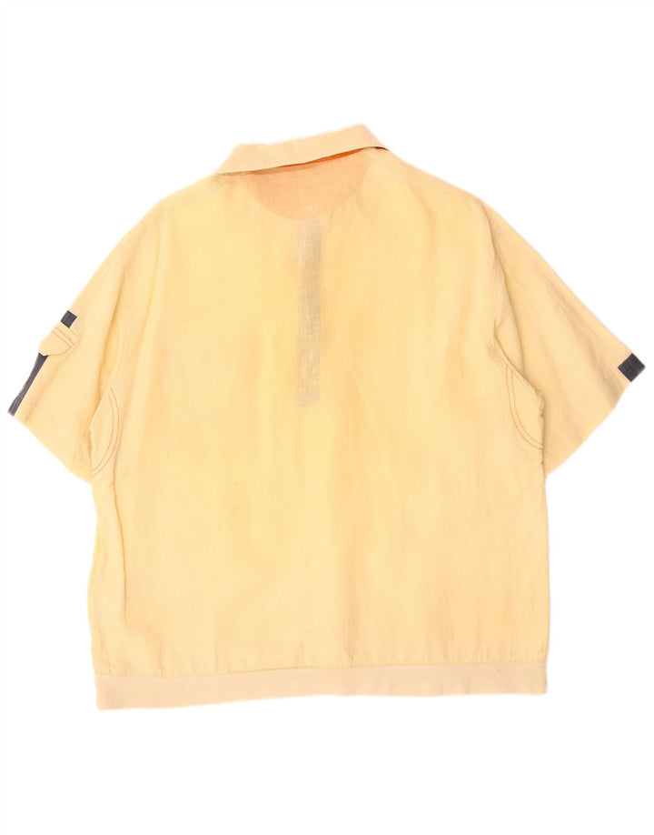 NAVIGARE Chemise pull à manches courtes pour homme en coton color block jaune moyen