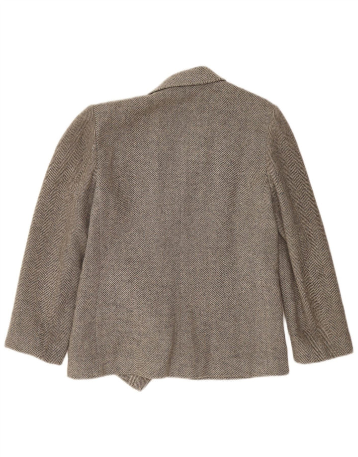 WPM Womens Double Breasted Blazer Jacket UK 14 Medium Grey Herringbone
