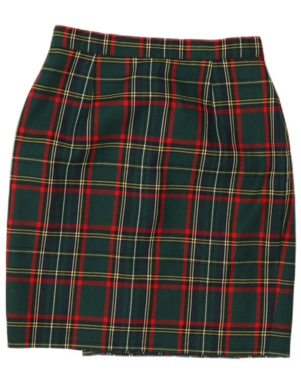 jupe crayon femme vintage W28 Plaid vert moyen
