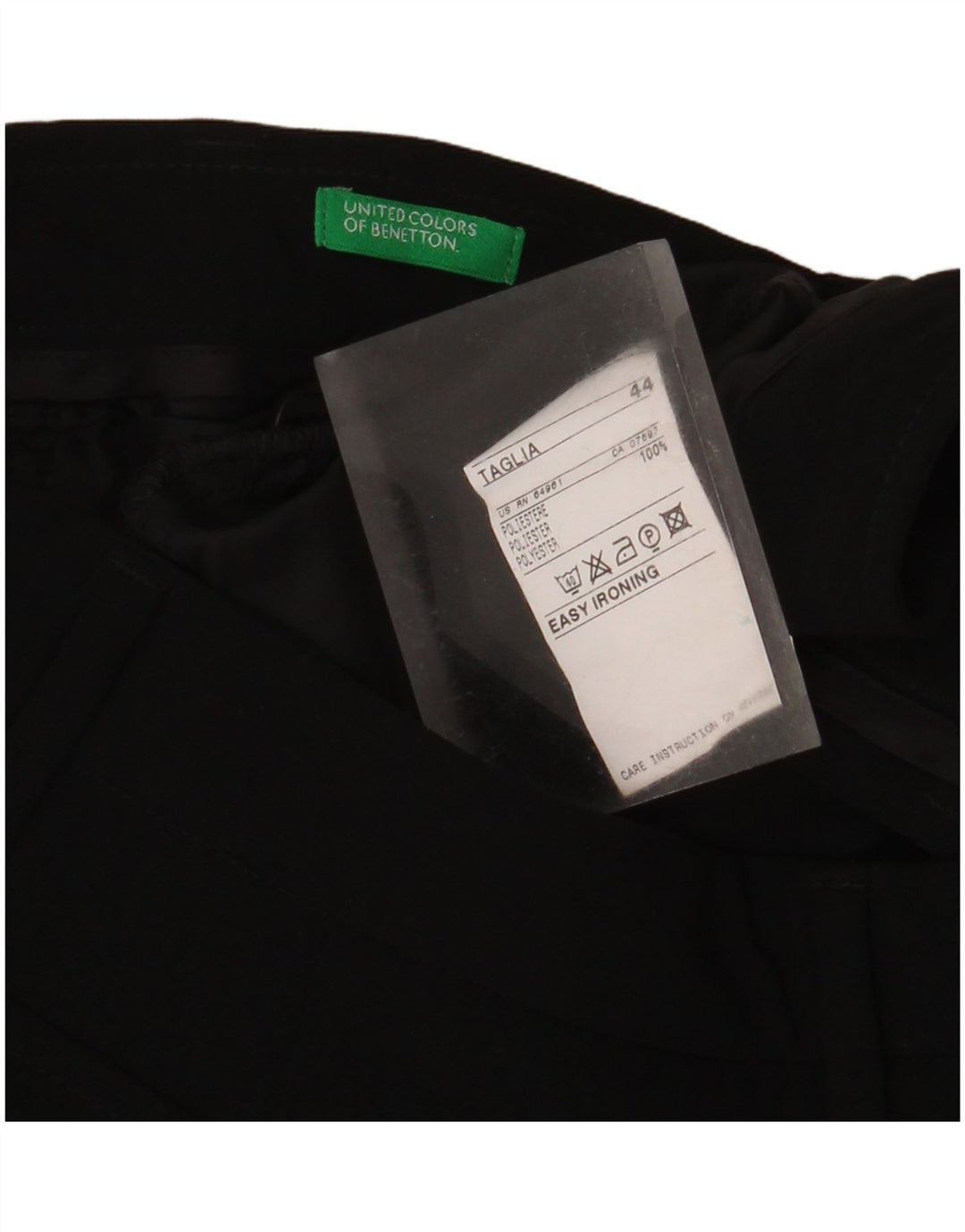 Benetton Womens Bootcut Trousers IT 44 Medium W30 L34 Black Polyester