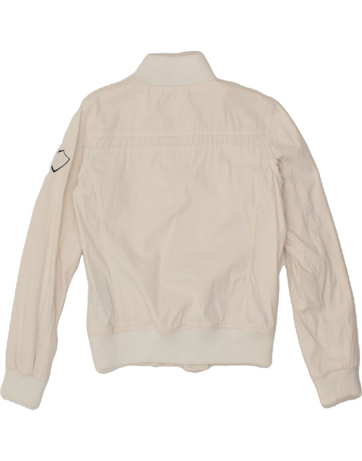 BOMB BOOGIE Womens Bomber Jacket UK 16 Large White Nylon Vintage Bomb Boogie and Second-Hand Bomb Boogie from Messina Hembry 