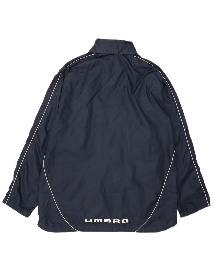 Umbro Mens Graphic Hooded Rain Jacket UK 40 Large Navy Blue Polyester