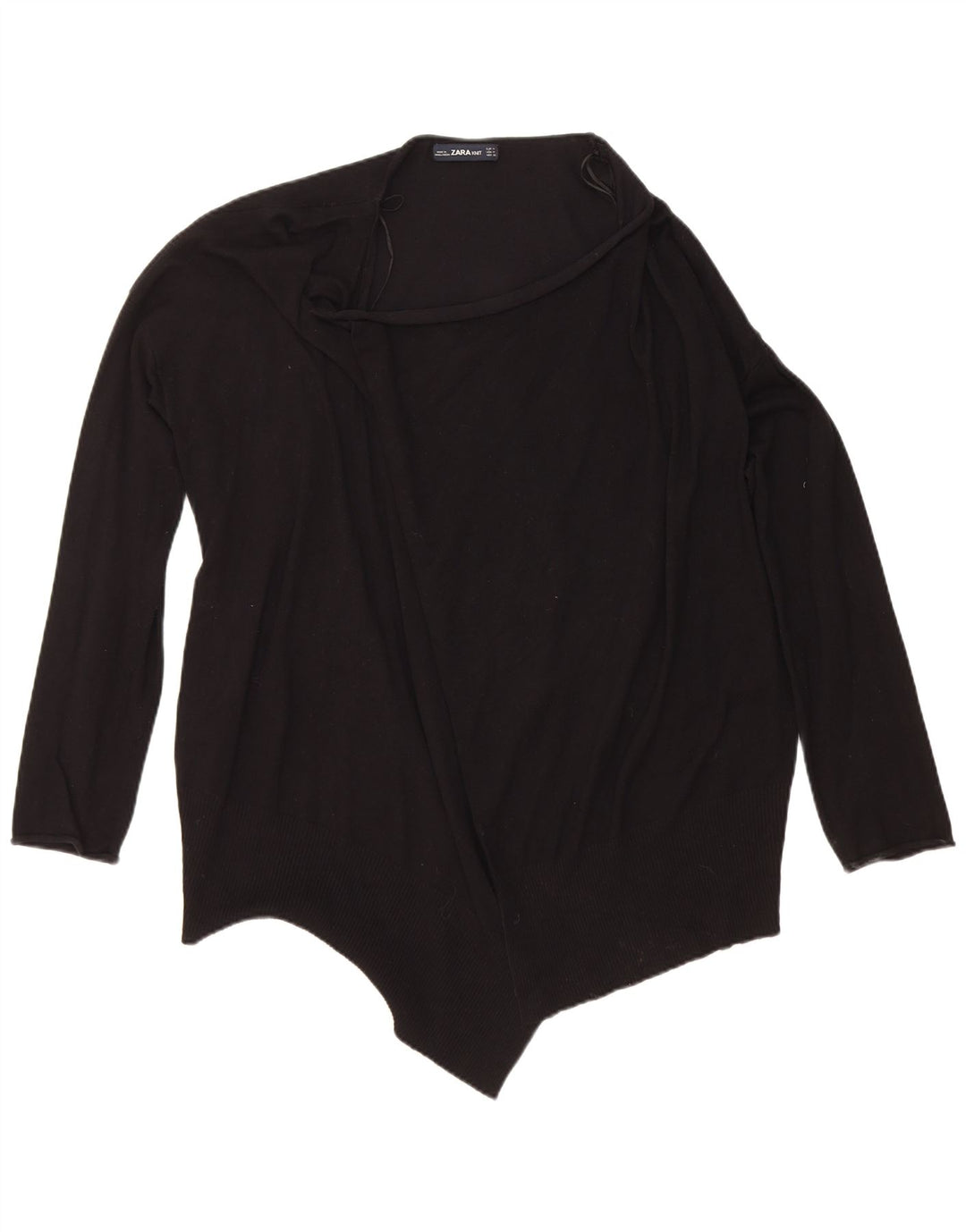 Zara Womens Open Cardigan Sweater UK 14 Medium Noir Viscose