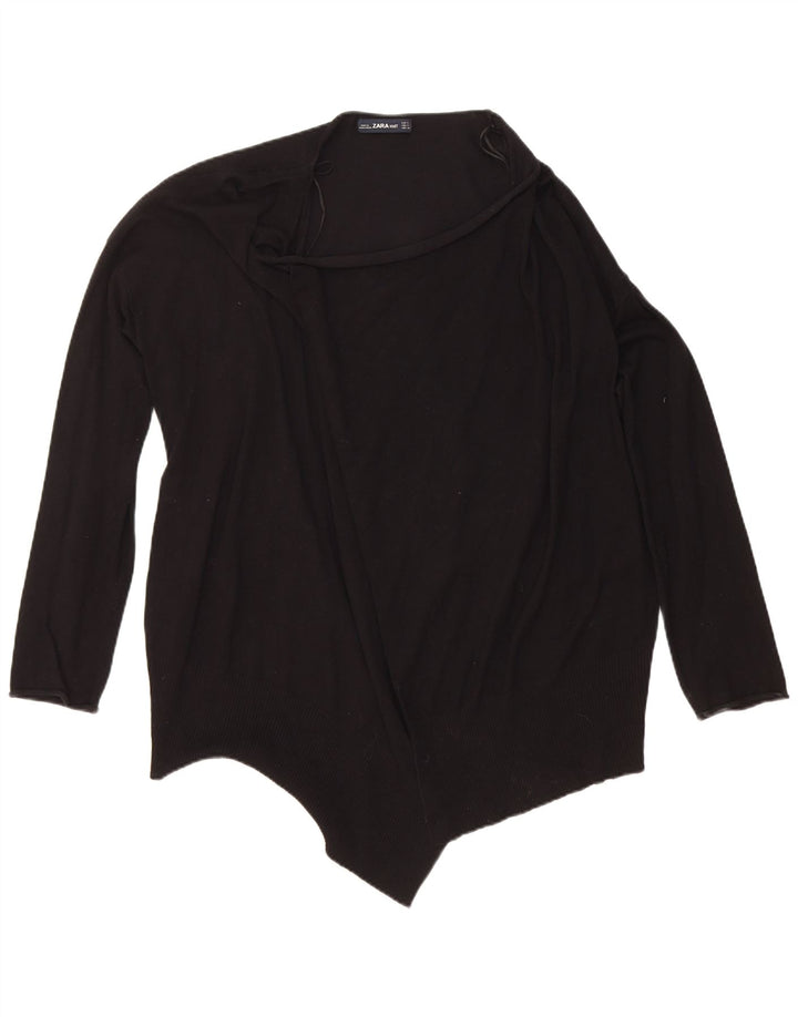 Zara Womens Open Cardigan Sweater UK 14 Medium Noir Viscose