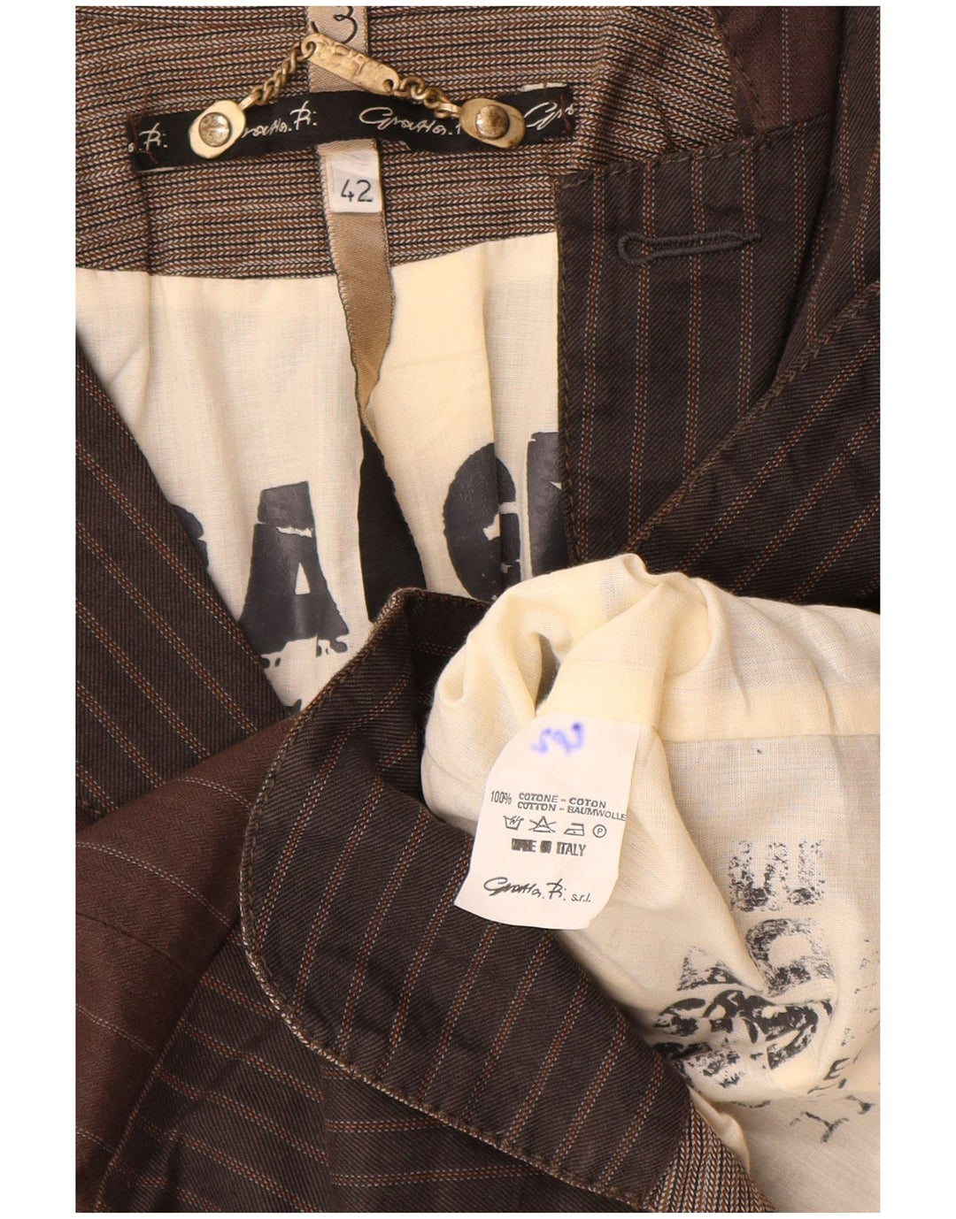 Vintage Womens Crop 3 Button Blazer Jacket IT 42 Medium Brown Striped