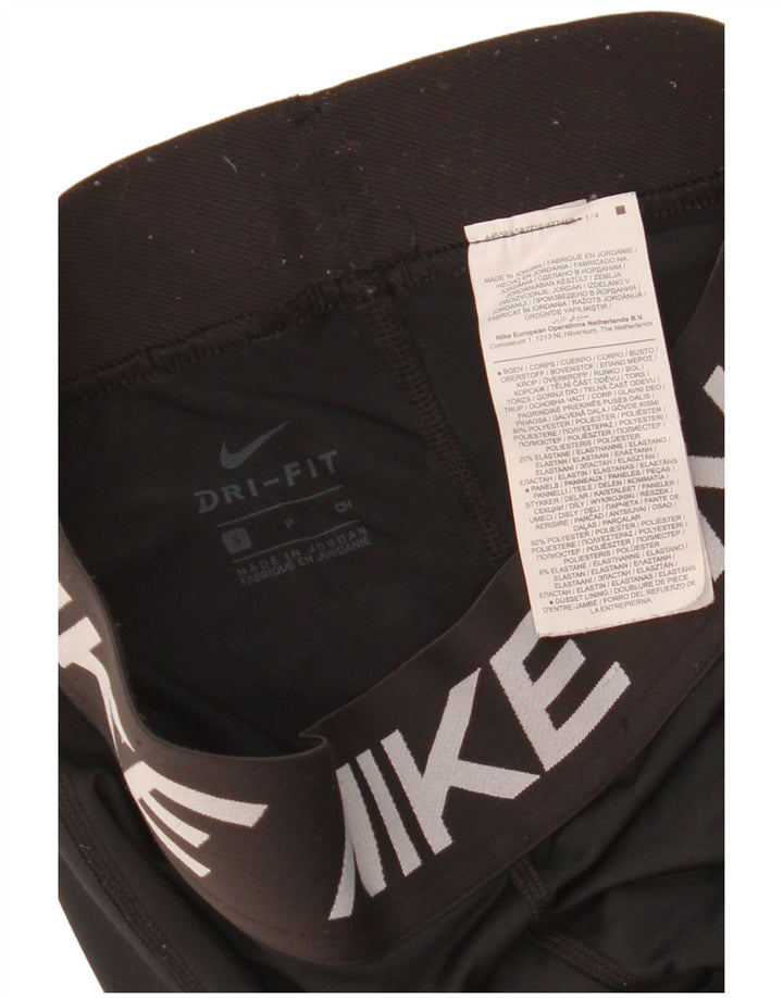 NIKE Womens Capri Graphic Leggings UK 8 Small Black Polyester