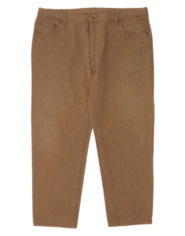 Rifle Mens Straight Casual Trousers W44 L31 Beige Cotton