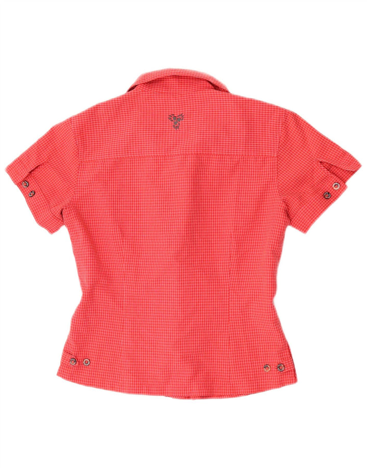 Jack Wolfskin Chemise à manches courtes pour femme UK 8 Petit carreaux rouges Polyester