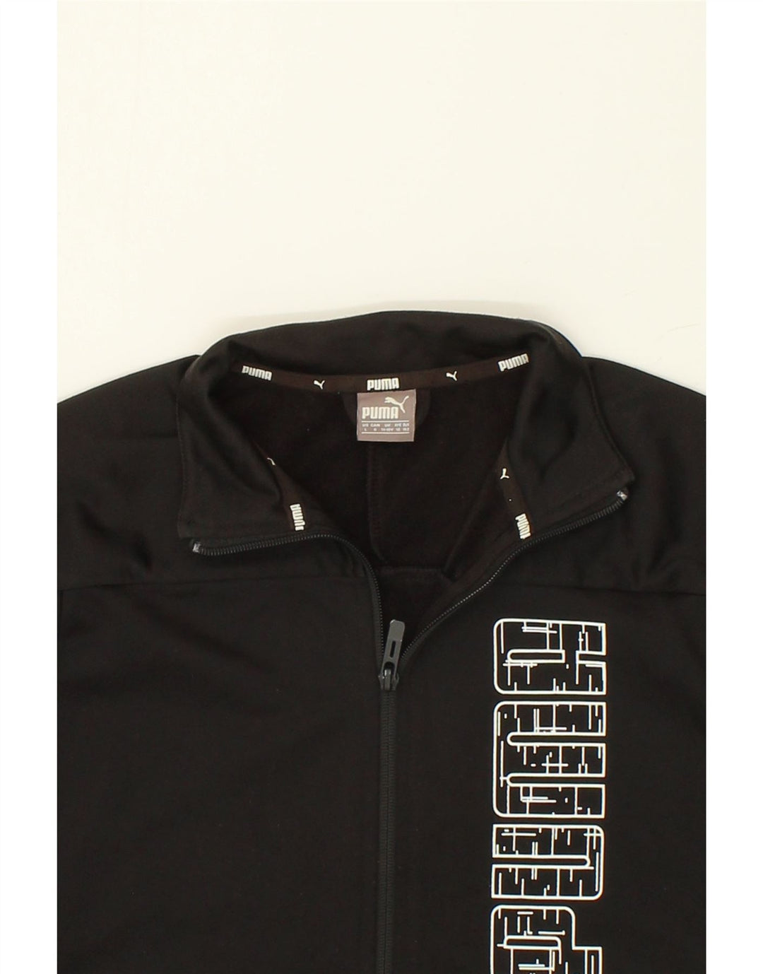 PUMA Boys Graphic Tracksuit Top Jacket 11-12 Years Black Polyester Vintage Puma and Second-Hand Puma from Messina Hembry 
