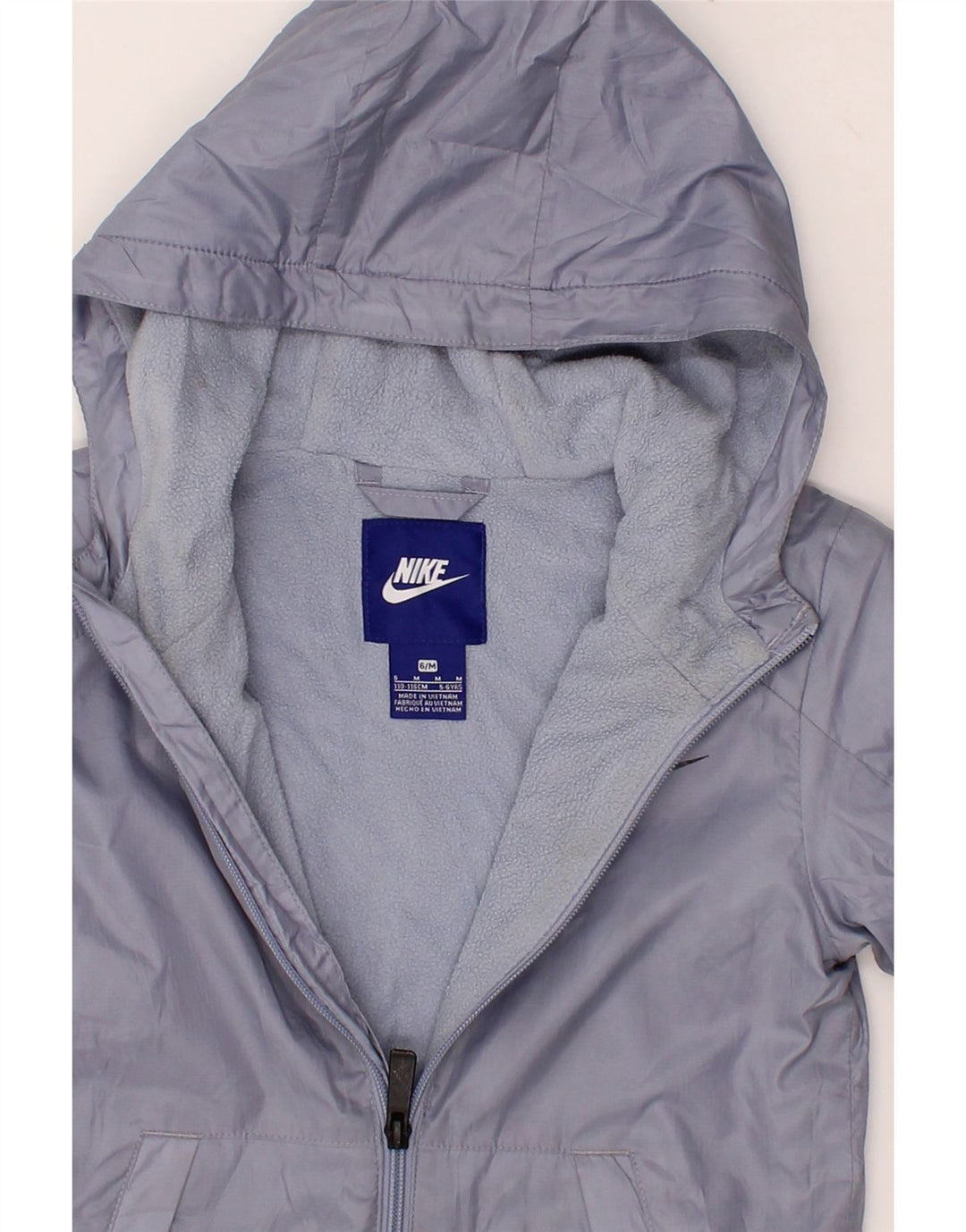 NIKE Girls Hooded Windbreaker Jacket 5-6 Years Medium Blue Polyester Vintage Nike and Second-Hand Nike from Messina Hembry 