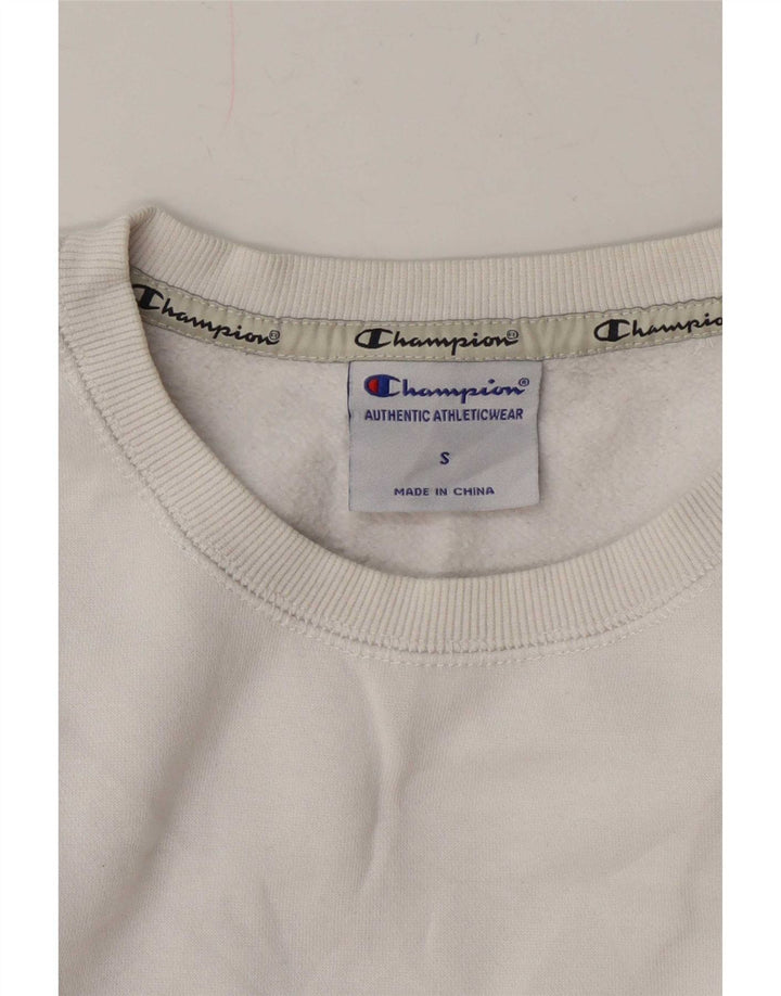 Champion Mens Graphic Sweatshirt Jumper Small White Cotton