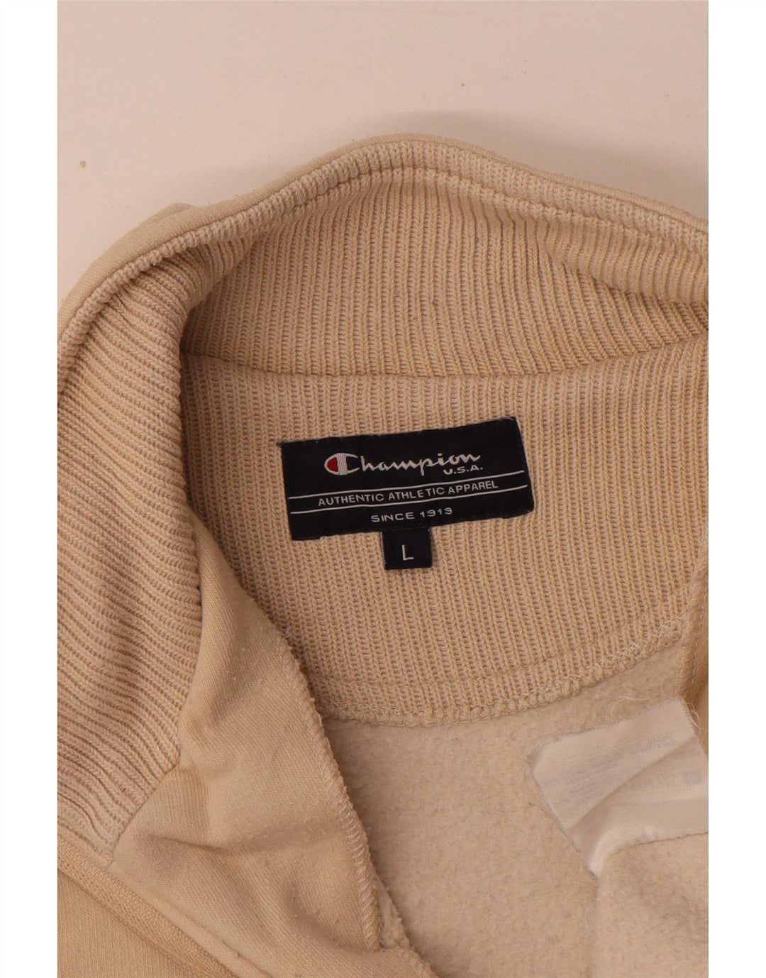 Champion Mens Sweatshirt Jumper Large Beige Cotton