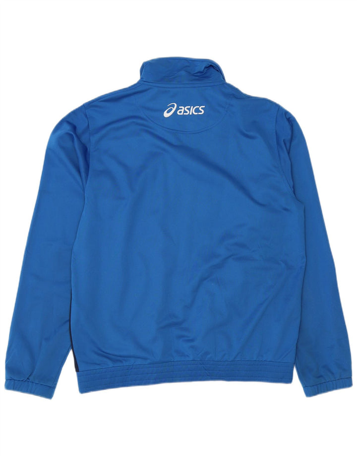 ASICS Mens Graphic Tracksuit Top Jacket Medium Blue Colourblock Polyester