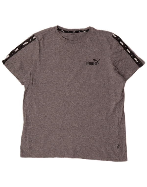 Puma T-shirt grafica da uomo Top Large in cotone color block grigio