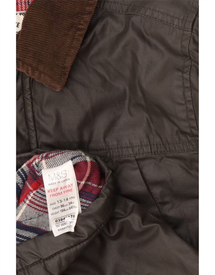 Marks & Spencer Jacke aus gewachster Baumwolle für Jungen, 13–14 Jahre, Khaki