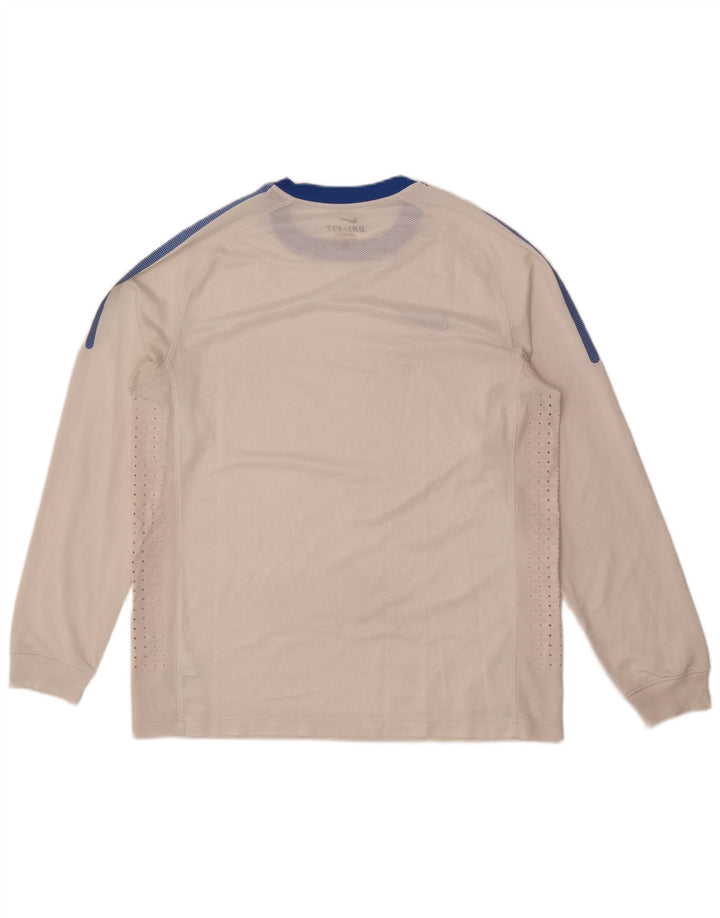 Nike Mens Dri Fit Top Long Sleeve Large White Colourblock Polyester