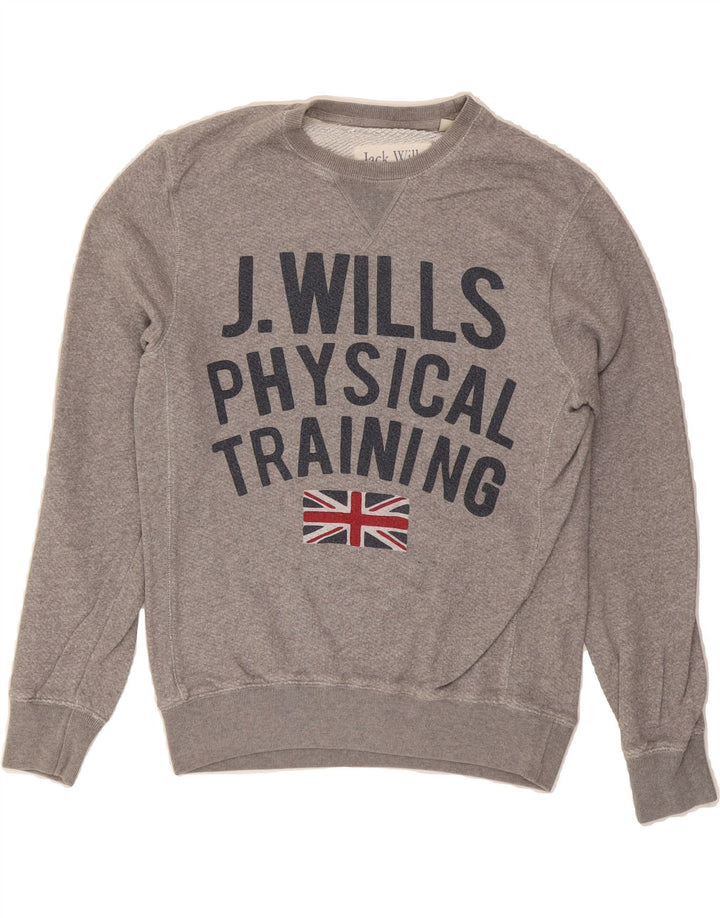 JACK WILLS Mens Graphic Sweatshirt Jumper XS Grey Cotton Vintage Jack Wills and Second-Hand Jack Wills from Messina Hembry 
