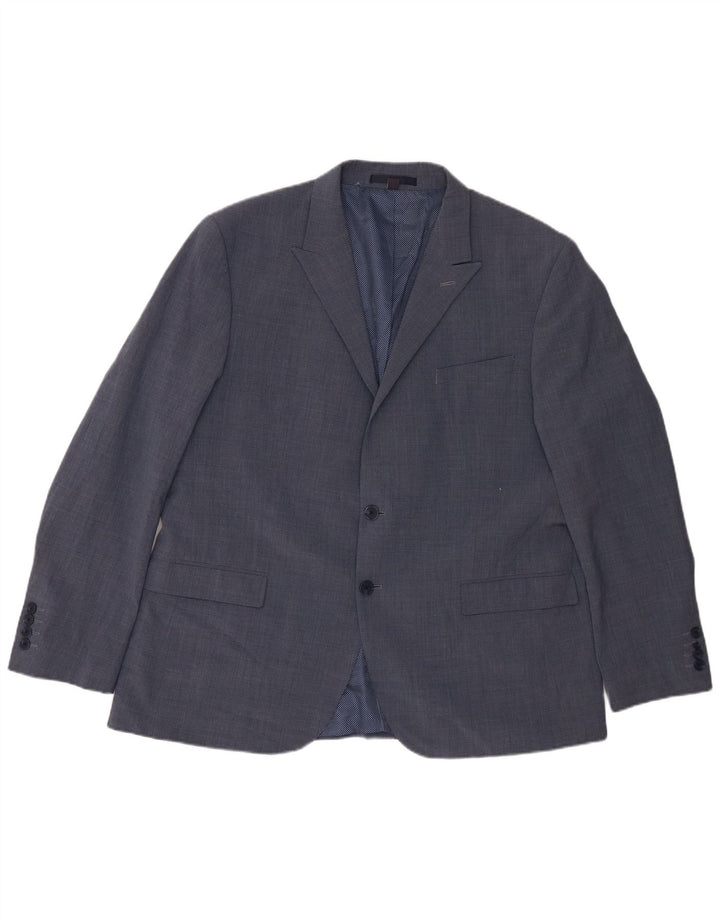 Marks & Spencer Mens 2 Button Blazer Jacket UK 46 3XL Blue Wool