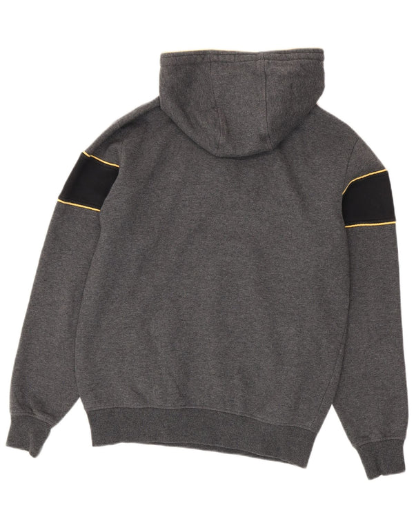 Ellesse Mens Graphic Zip Neck Hoodie Jumper Medium Grey Colourblock Cotton