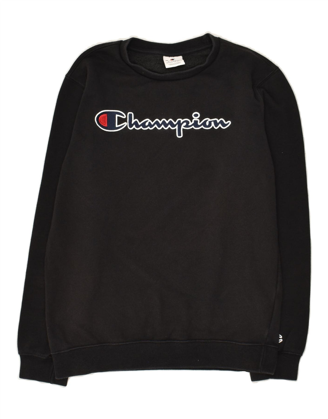 CHAMPION Boys Graphic Sweatshirt Jumper 13-14 Years XL Black Cotton | Vintage Champion | Thrift | Second-Hand Champion | Used Clothing | Messina Hembry 