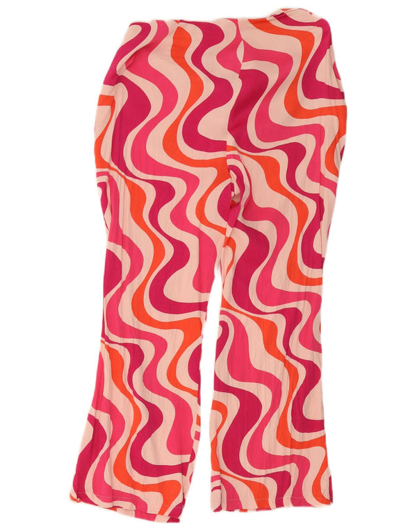 Zara Damen-Hose mit abstraktem Muster, hoher Taille, kurze Hose, XL, W32, L24, Rosa