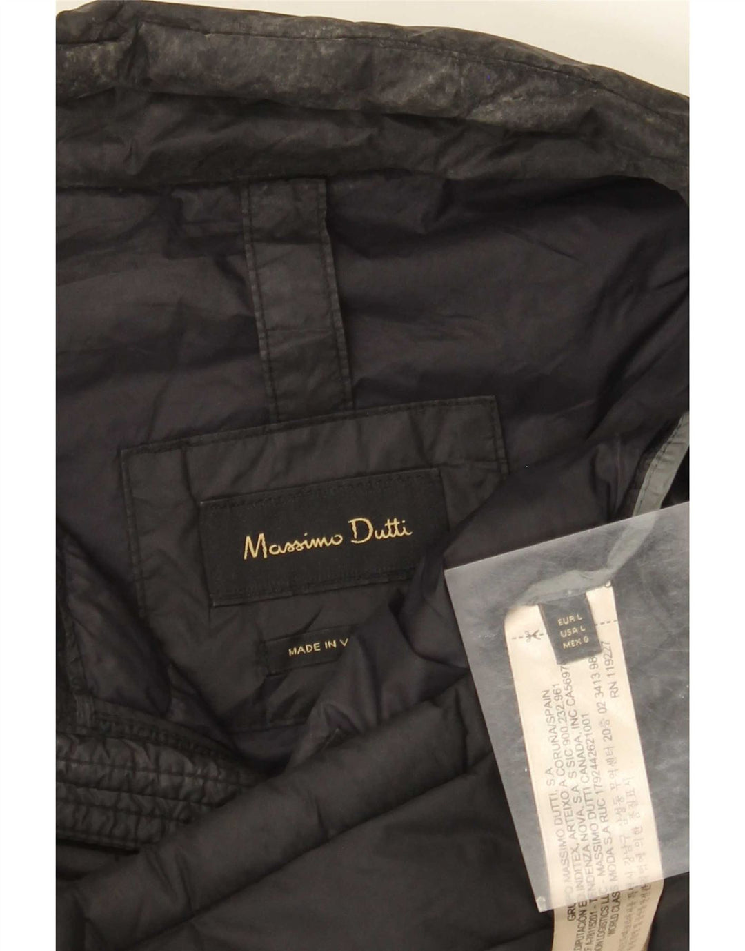 Massimo Dutti Veste matelassée pour homme UK 40 Large Noir Nylon