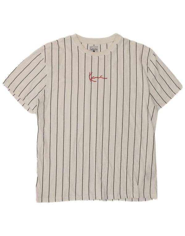 T-shirt grafica da uomo Karl Kani Top grande in cotone gessato bianco