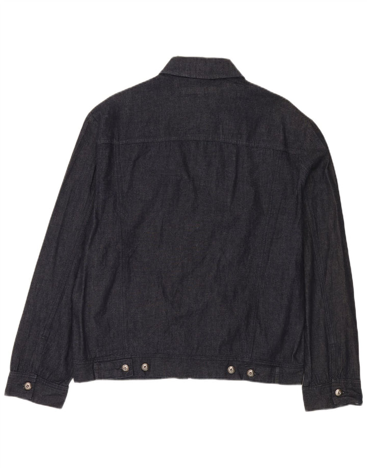 French Connection Mens Denim Bomber Jacket UK 40 Large Navy Blue Cotton
