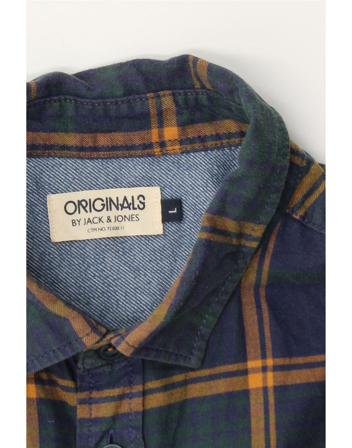 Jack & Jones Herre flannelskjorte Stor marineblå ternet