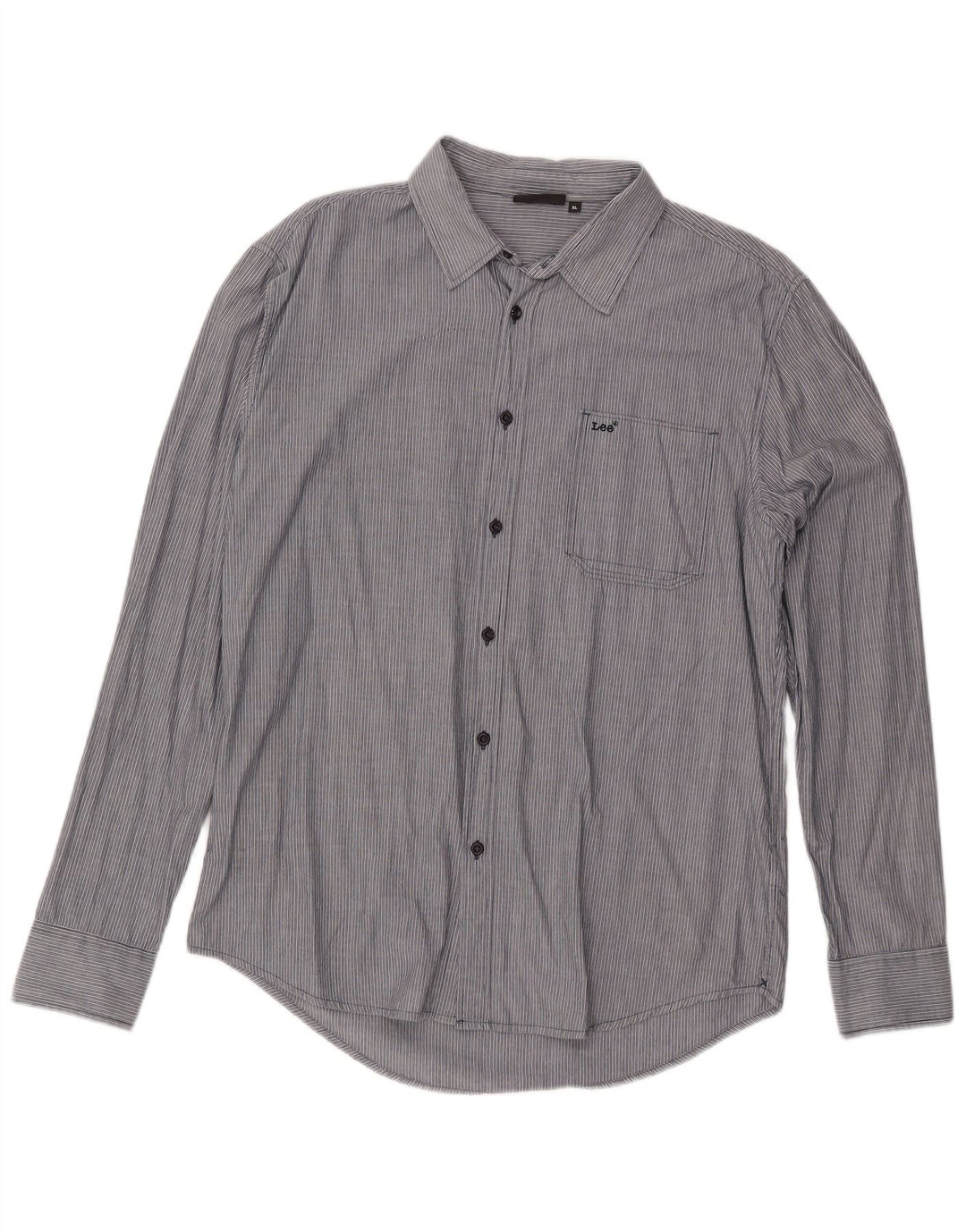 Lee Mens Shirt XL Grey Pinstripe Cotton