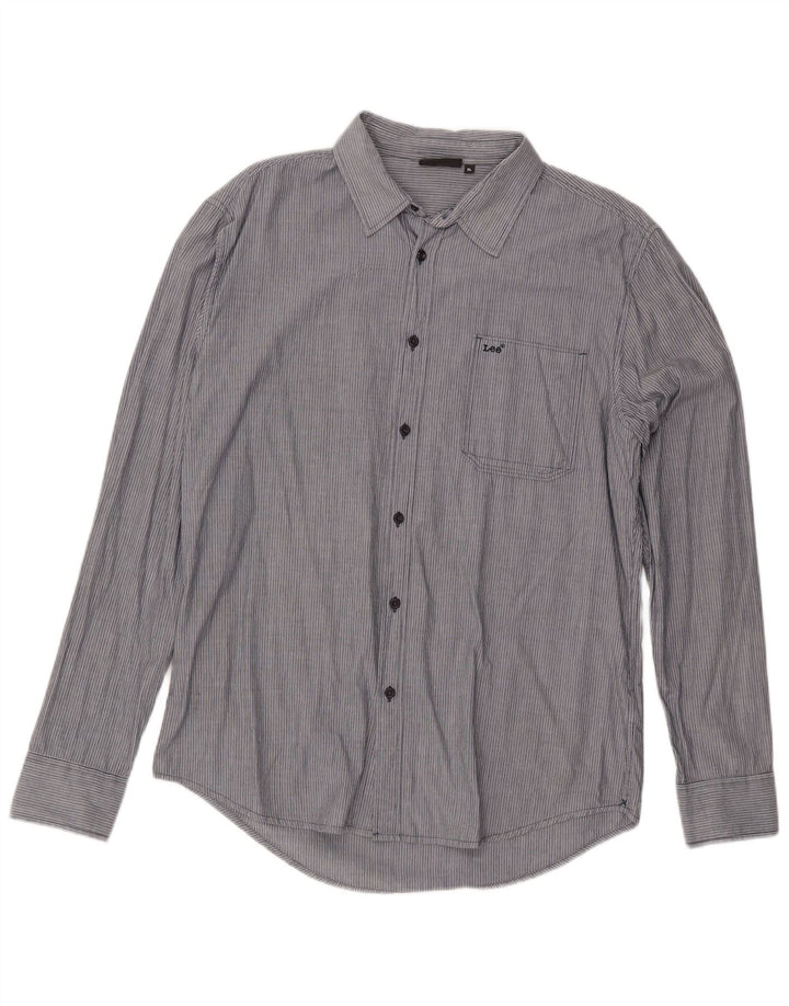 Lee Mens Shirt XL Grey Pinstripe Cotton