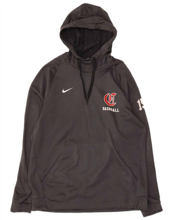NIKE Mens Baseball Graphic Hoodie Jumper Large Grey Polyester